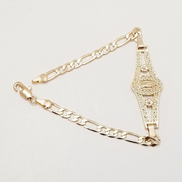 Guadalupe Small Wrist Bracelet.14K Gold Plated.New - Picture 7 of 7